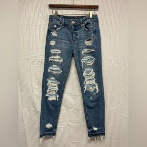 American Eagle Outfitters Blue Distressed Skinny Jeans